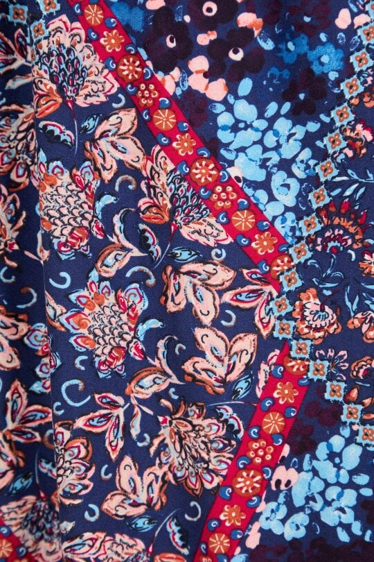 Mudflower Floral Print Shirred Soft Touch Bodice Midi Dress