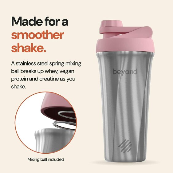 Beyond Shakers Brushed Steel & Pink Twist