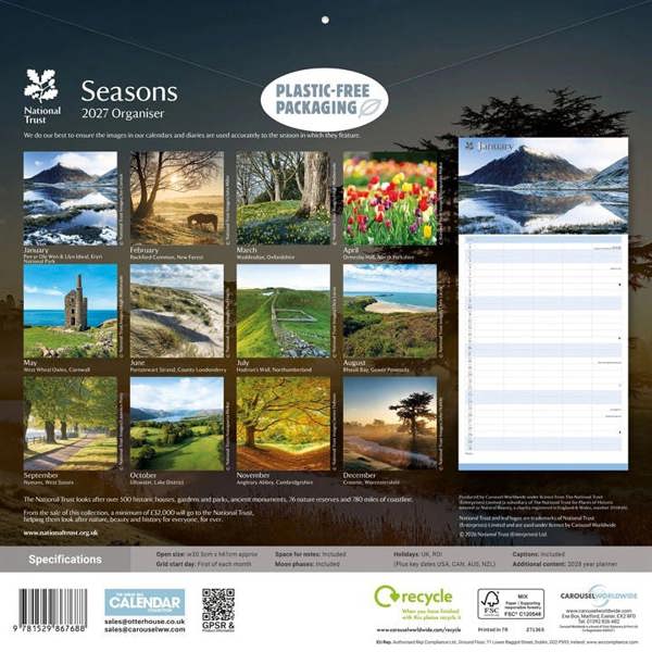 National Trust, Seasons Family Organiser 2027, Family Planners, Month To View, Natural World, Gift
