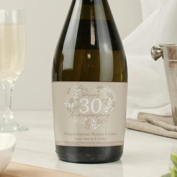 Abode Home & Gifts Personalised 30th Pearl Wedding Anniversary Prosecco