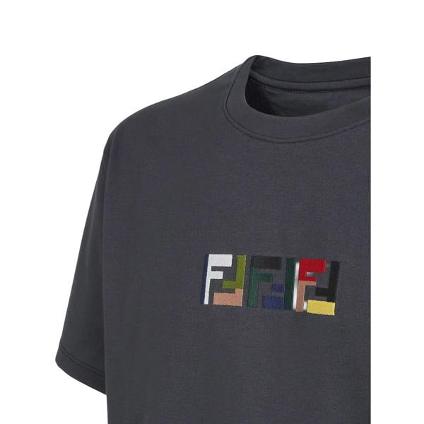 Fendi Triple FF Logo T-Shirt   in  Navy