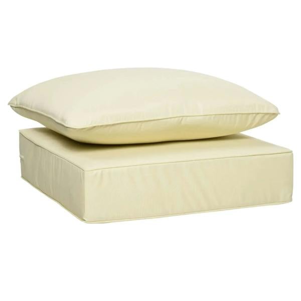 Beige seat and back cushion set with one large back pillow and base pad