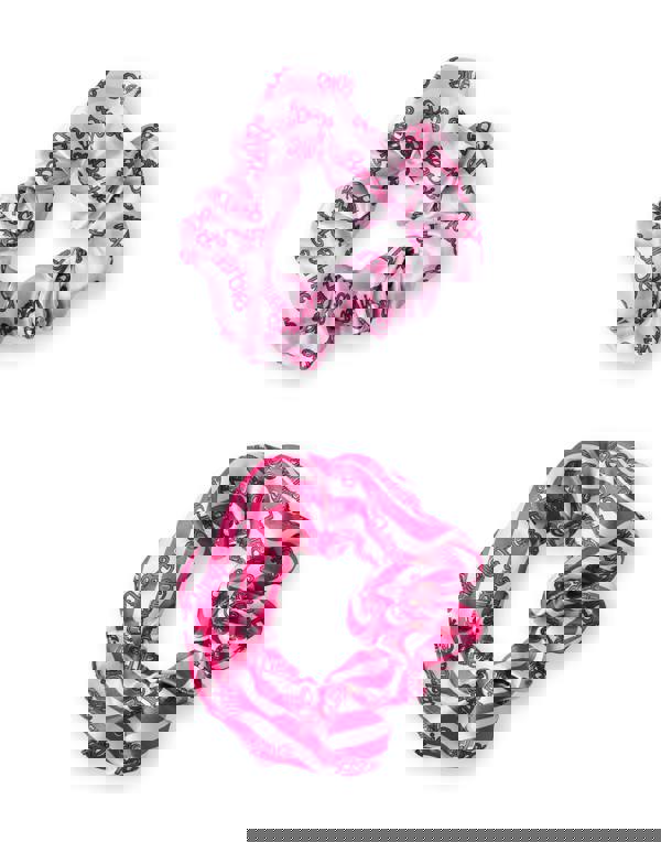 Barbie Womens Pink Retro Stripe Hair Brush and Scrunchie Set (One Size)