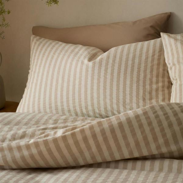 Pineapple Elephant Cotton Rich Woven Stripe Natural Duvet Cover Set