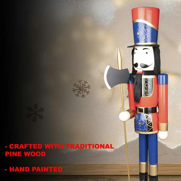 150cm Wooden Christmas Nutcracker Soldier Standing Ornament for Indoor Festive Display image 5