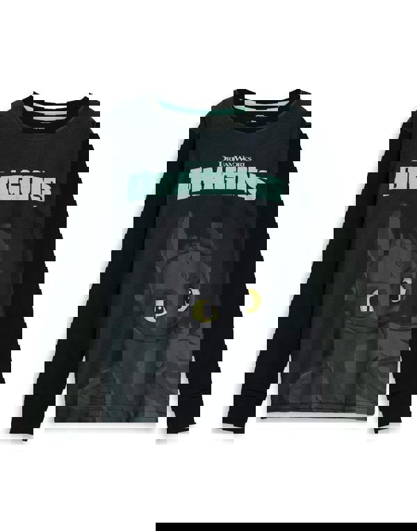 How to Train Your Dragon Unisex Kids Black Toothless Long Sleeve Long Leg Pyjama Set