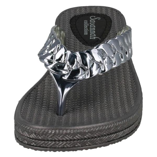 Savannah Ladies Savannah Mid Wedge Toe Post Flip Flops