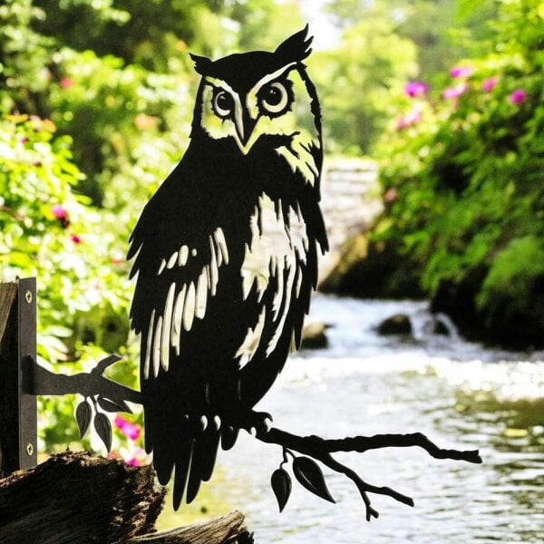 EDH Door Hardware Metal Owl Large Tree Silhouette – 35cm x 29.5cm | Rustic Outdoor & Indoor Wall Art for Garden, Fence, or Home Décor