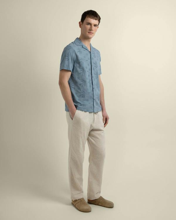 Larsson & Co Daan - Floral Embossed Short Sleeve Shirt