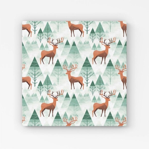 Warren Reed Reindeer On A Snowy Landscape Canvas