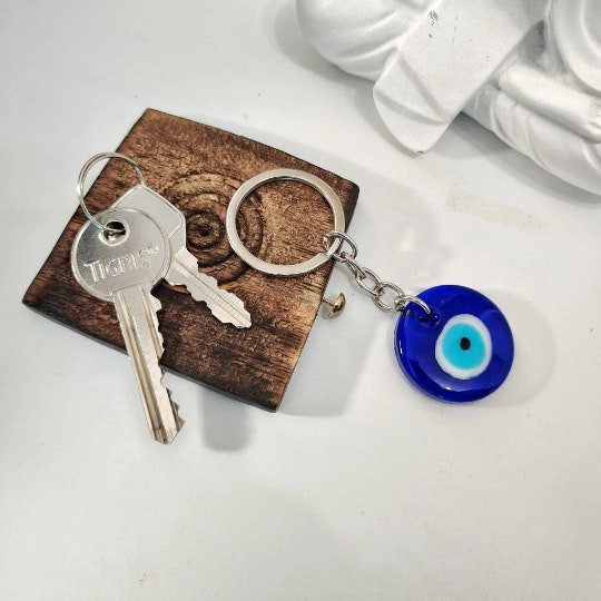 The Colourful Aura Large Simple Round Turkish Protection Greek Evil Eye Nazar mal de ojo Keychain