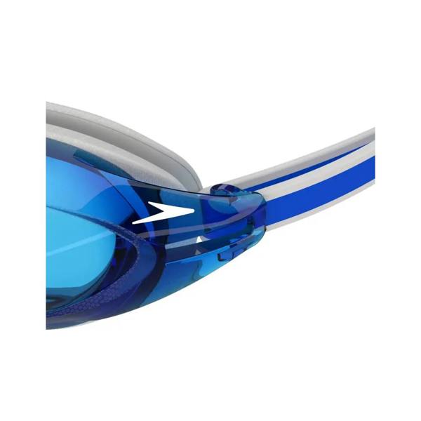 Speedo Vanquisher 3.0 blue and white goggles with curved lens technology