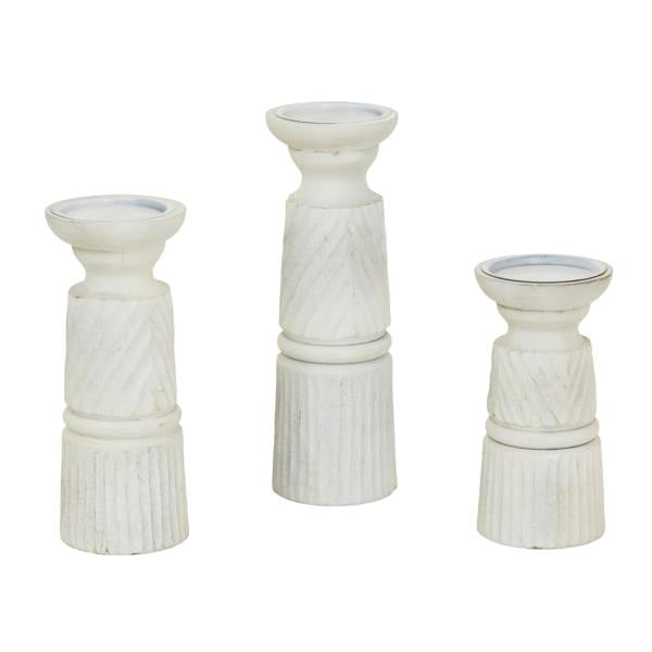 Hill Interiors Carved Candle Holder - White - 