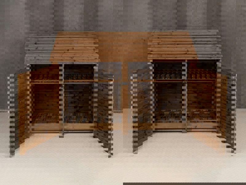 Arbor Garden Solutions Wooden Log Store with Doors and Shelf W-187cm, H-126cm or 180cm, D-88cm - Brown Finish