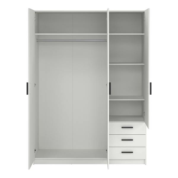 Furniture To Go Sprint Wardrobe with 3 Doors + 3 Drawers in White
