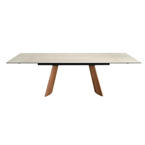 Angel Cerdá Rectangular extending dining table in porcelain marble and walnut effect steel 1164