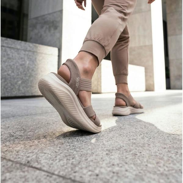 Skechers ULTRA FLEX 3.0 Ankle Strap Sandals in Taupe