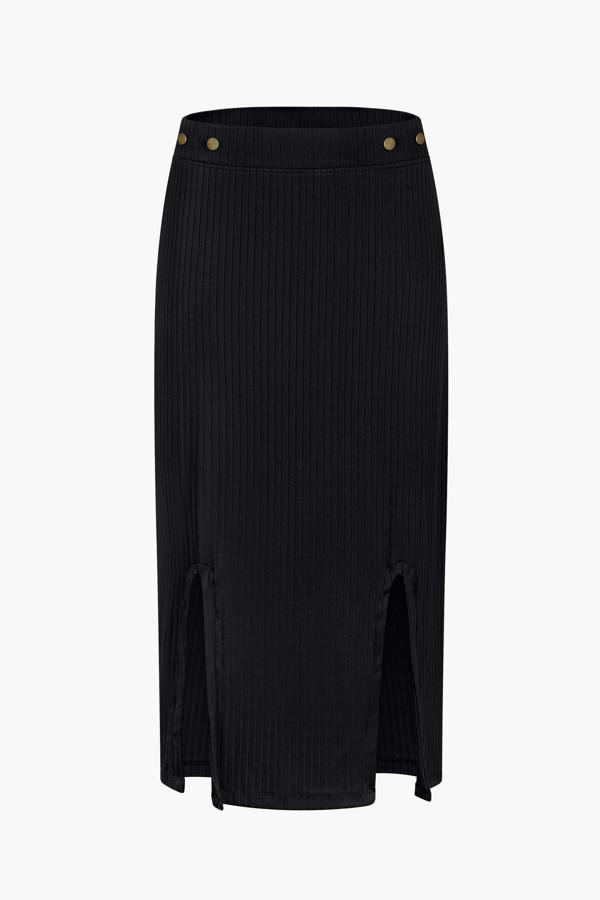 ENORSIA Crown Split Front Jersey Skirt