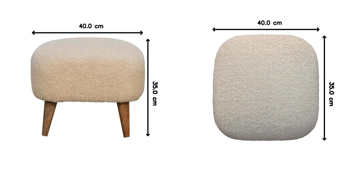 Artisan Furniture Boucle Cream Square Footstool