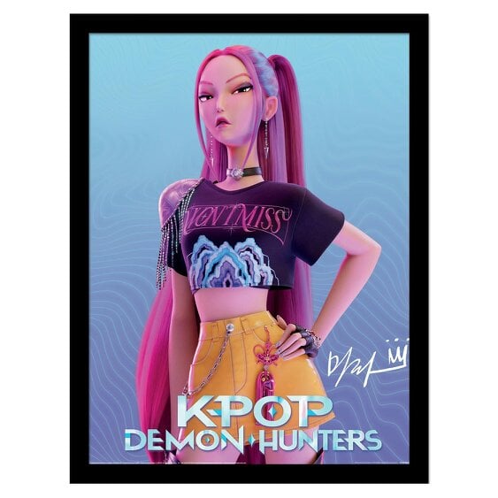K-Pop Demon Hunters Mira Framed Poster - Pink/Blue