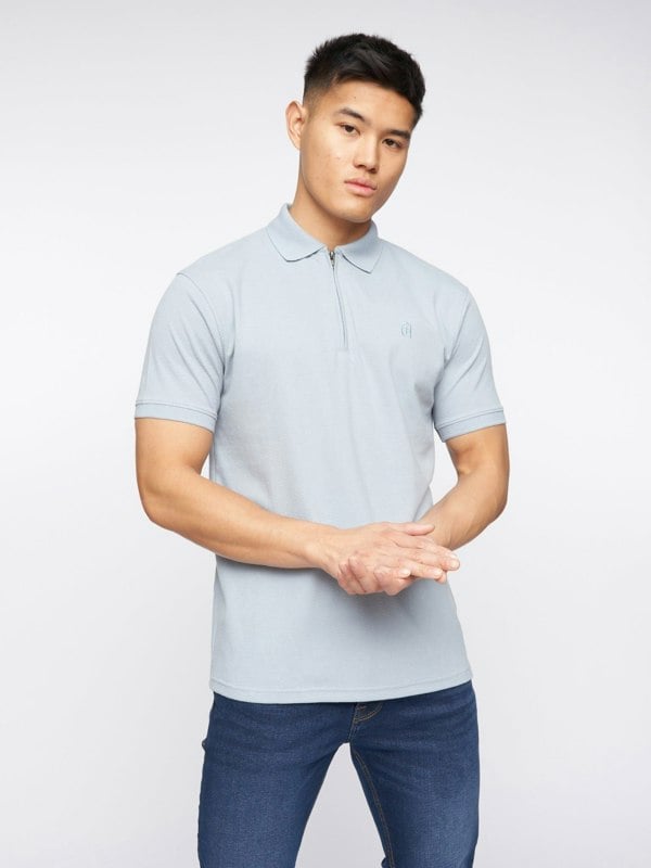 Crosshatch Telepart Zip Polo Dusty Blue