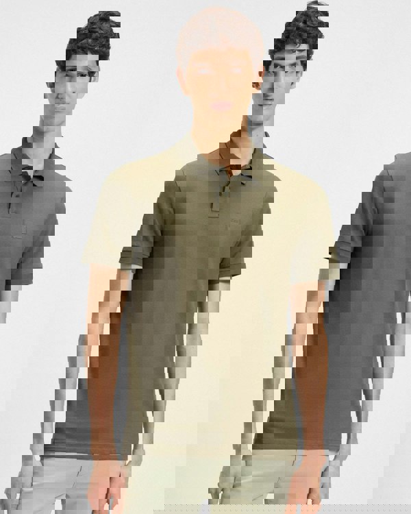 BOSS Orange Passenger Mens Stretch-Cotton Slim-Fit Polo Shirt with Logo Patch - Open Green 342