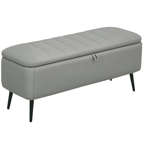 Wyld Haus Harika Linen Look Light Grey Storage Ottoman