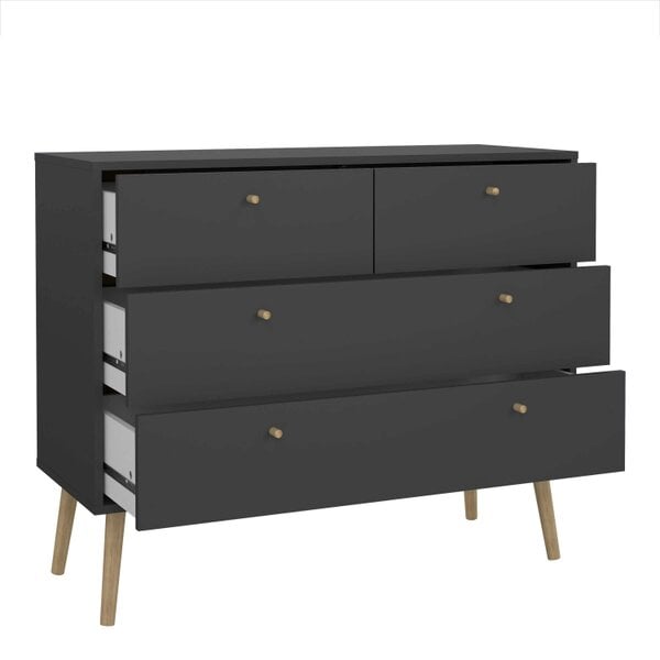 Wyld Haus Quietbloom Dark Grey Wooden Chest 4 Drawers