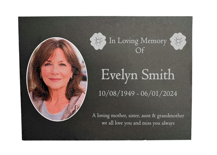 Memorials Direct Photo Slate Memorial Plaque, Poppy, Add a Portrait & Personalised Text | 35×25cm (14×10”)