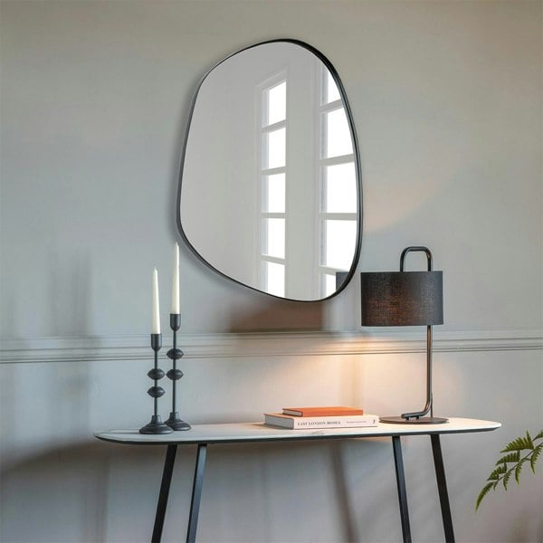 Exclusive Mirrors Modern Black Pebble Metal Wall Mirror - 71cm x 55cm