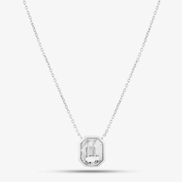 T. H. Baker Sterling Silver Asscher-Cut Clear Crystal Necklace N4476C