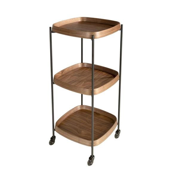 Angel Cerdá Walnut minibar trolley with black steel 3291