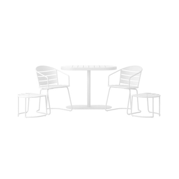 Dorel Home Patio Bistro Set with Ottomans Steel White - 5 pieces