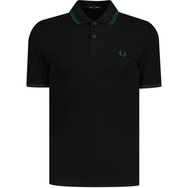 Fred Perry Mens Double Tipped Collar Polo Shirt - Black - 