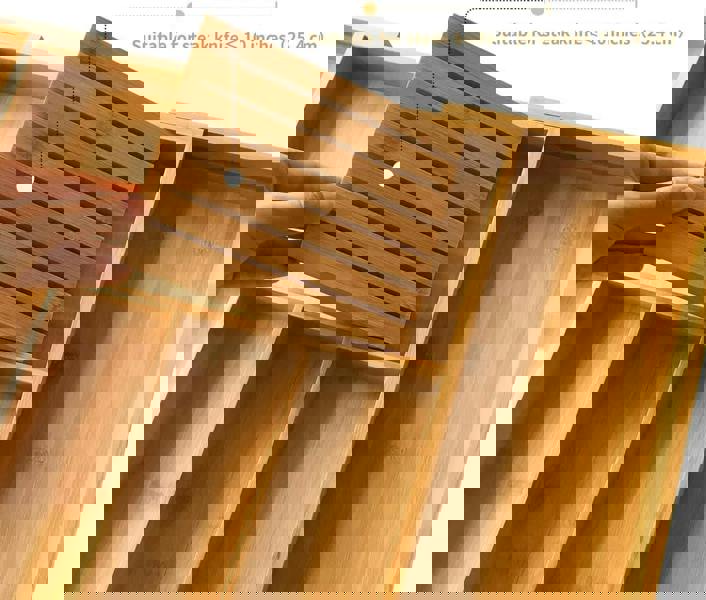 MANTRARAJ Cutlery Drawer Organiser Expandable Bamboo Utensil Organiser With Knife Holder Kitchen Drawer Divider