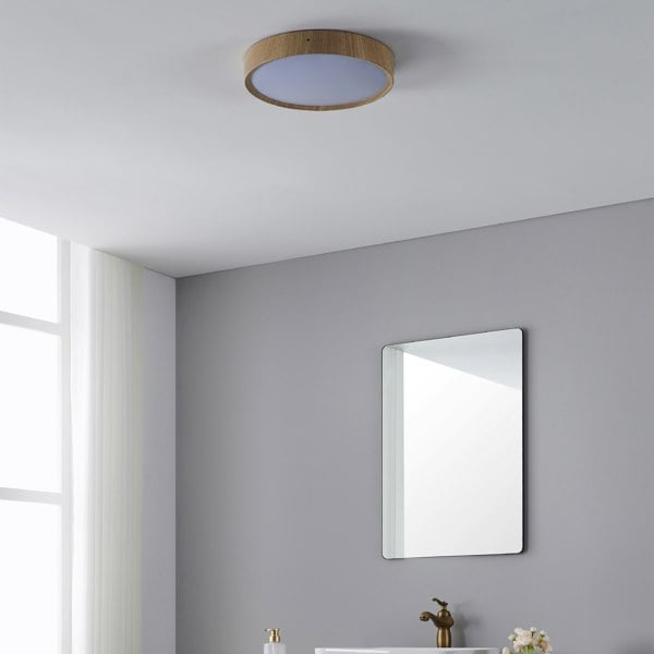 EGLO Musurita Natural Wood And Plastic Diffuser Ceiling Light