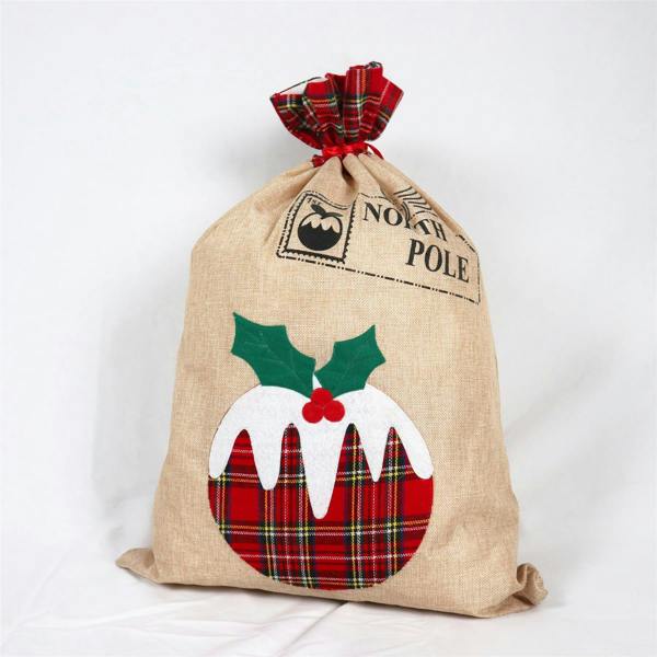 50x70cm Christmas Pudding Print Large Deep Gift Sack with Blank DIY Side image 4