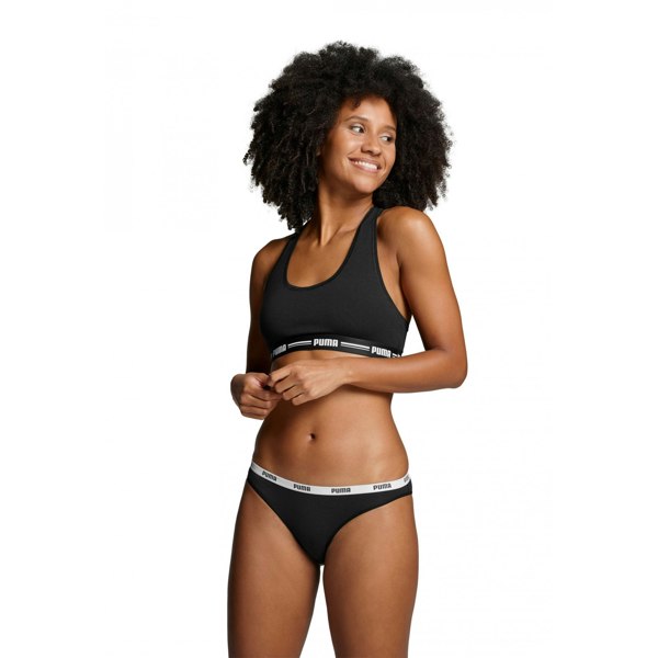 Puma 2-Pack Classic Logo Low-Rise Bikini Briefs, Black