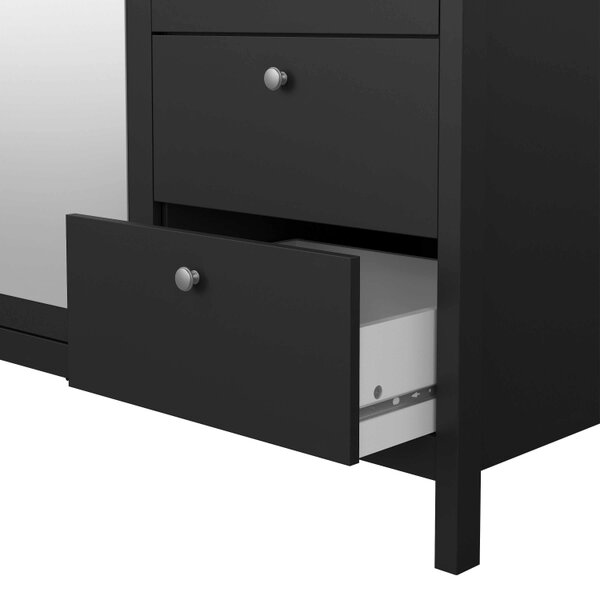 Wyld Haus Gossmere Matt Black Wardrobe 3 Doors 2 Drawers