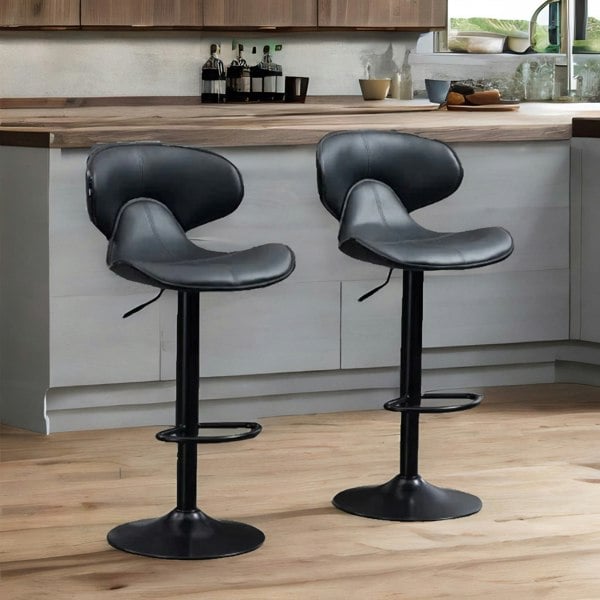 Rafaelo Mobilia Set Of 2 Grey Adjustable Swivel & Adjustable Height