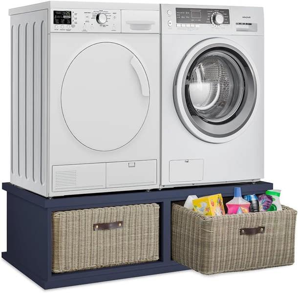Statement Furniture Tetbury Washing Machine and Dryer Stand, Double Appliance Pedestal with Storage