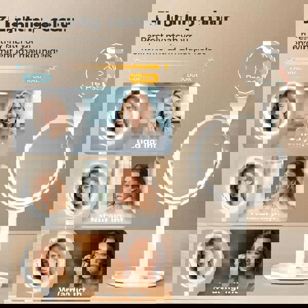 Emitto 10X Magnifying Makeup Mirror Round 360° Rotation LED Light Double Side