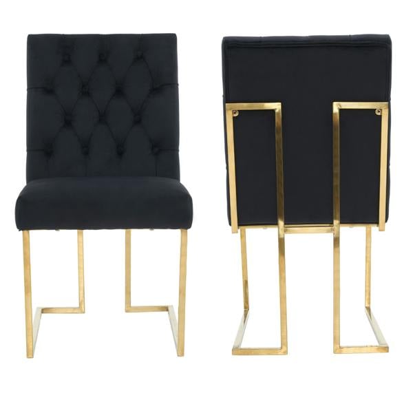 Life Interiors Set of 2 Siena Luxury Tufted Velvet Dining Chairs with Gold Frame & Legs - Modern Upholstered Accent Chair