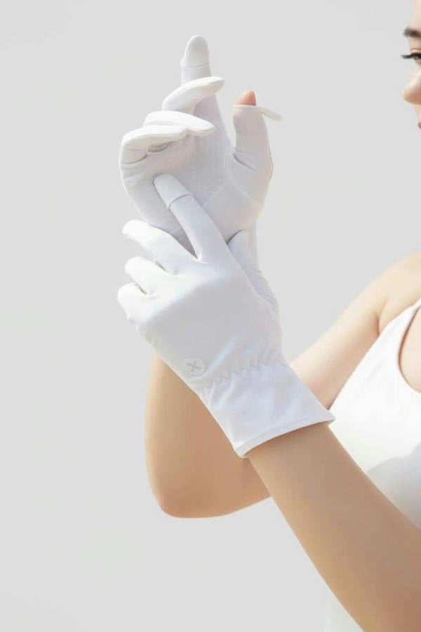 Anniou Women's Sun Protection Gloves - white