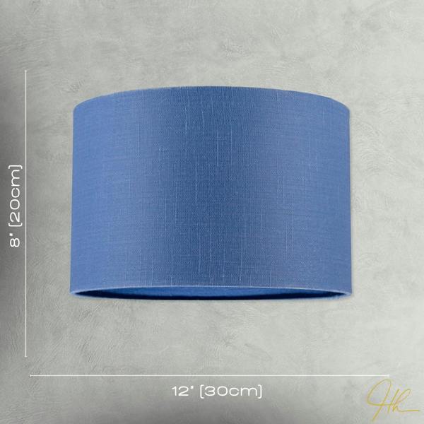 Designer English Manor Blue Textured Linen Fabric Circular Lamp Shade Image 7