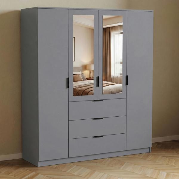 Vida Designs Trega 4 Door 3 Drawer Mirrored Wardrobe
