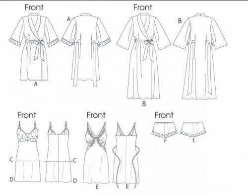 Vogue Sewing Pattern 8888, Dresses, Robes, Pyjamas, Shorts, Tops for Women, 6-8-10-12-14 - Easy