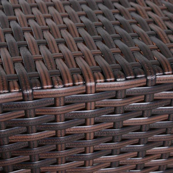 Close-up of brown wicker weave with braided rattan edging