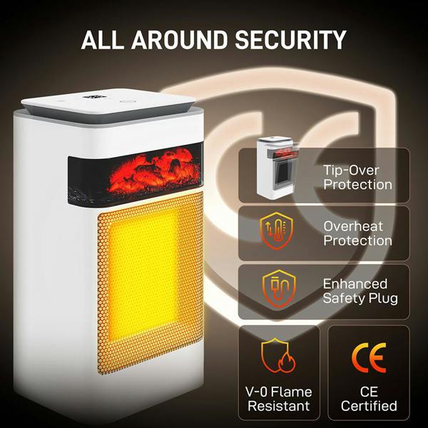1500W Fan Electric Heater with 3 Modes Adjustable Thermostat White
