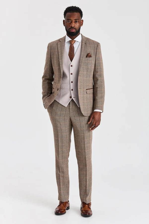 Paul Andrew Harris Brown Tweed Suit with Mayfair Stone Waistcoat